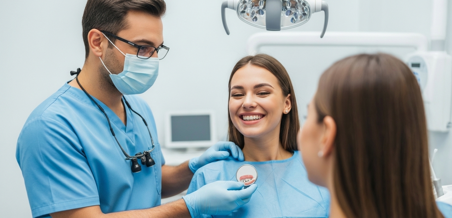 Implants en Turquie pour la pose d'une couronne définitive dans une clinique moderne.