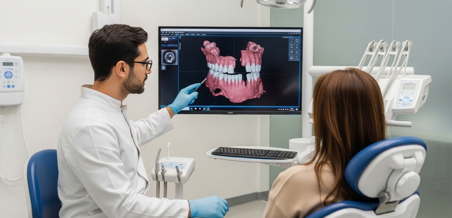 Cliniques Dentaires en Turquie utilisant des technologies avancées pour planifier les traitements des patients.