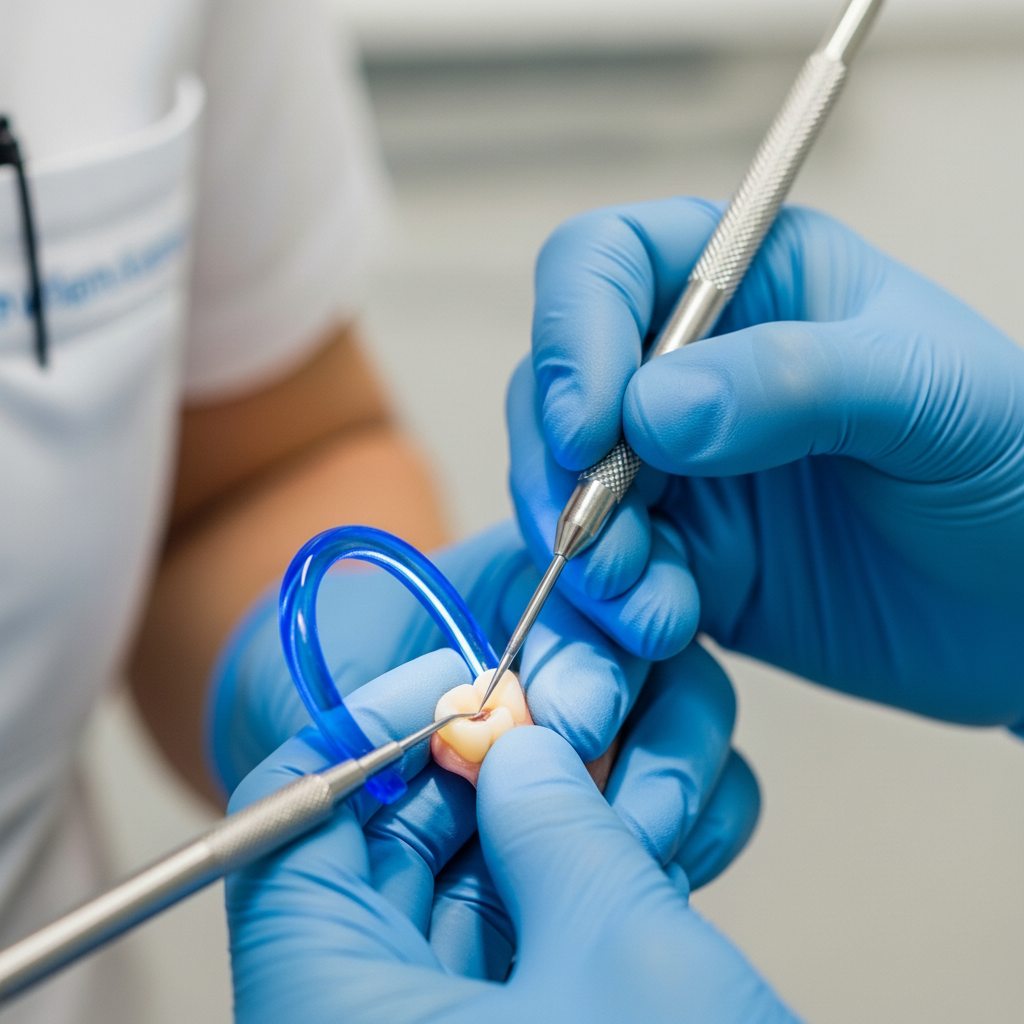 Composite Bonding Cost France involves a skilled dentist applying and sculpting resin for smile enhancement.