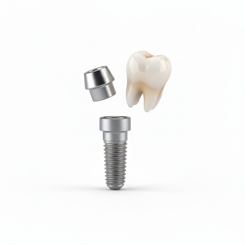 How Many Visits Are Needed for Implants France, essential parts of the implant include post, abutment, and crown