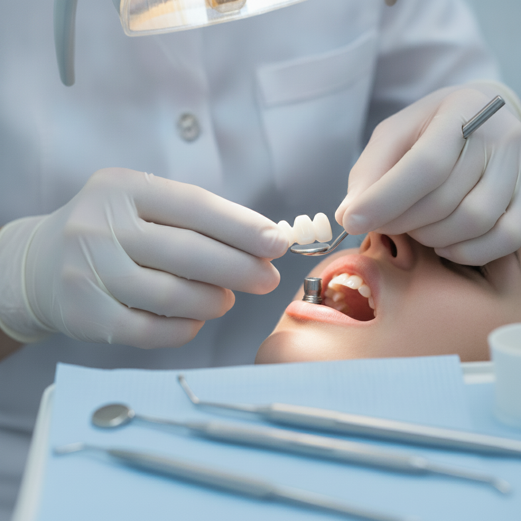 Implant Dentaire à Istanbul : la phase finale de fixation d'une couronne dentaire restauratrice