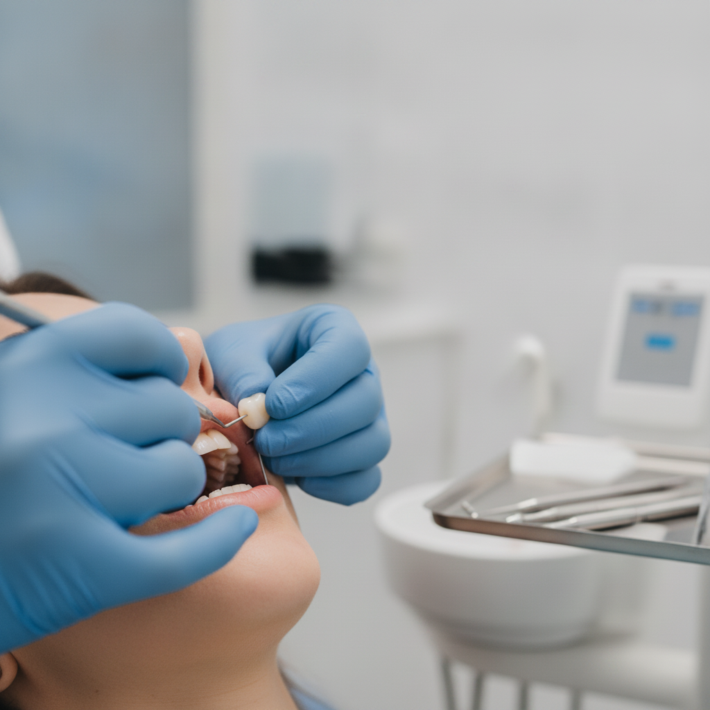 Implants Dentaires Pas Chers en Turquie : Mise en place finale d'une couronne dentaire offrant un sourire parfait.